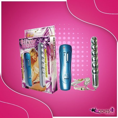 Silver Beaded Anal Vibrator