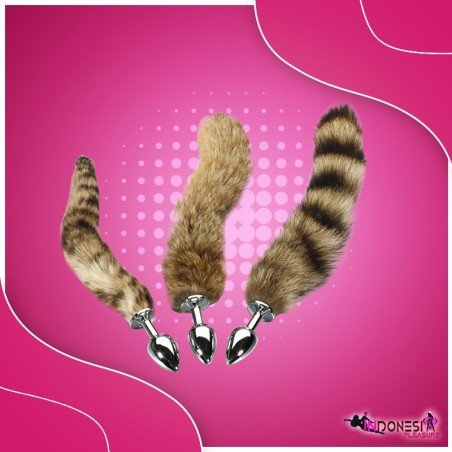 Fox Tail Brown Plated Metal Anal Plugs